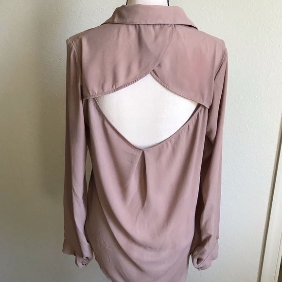 Sheer Open Back Button Up Blouse - Picture 2 of 6